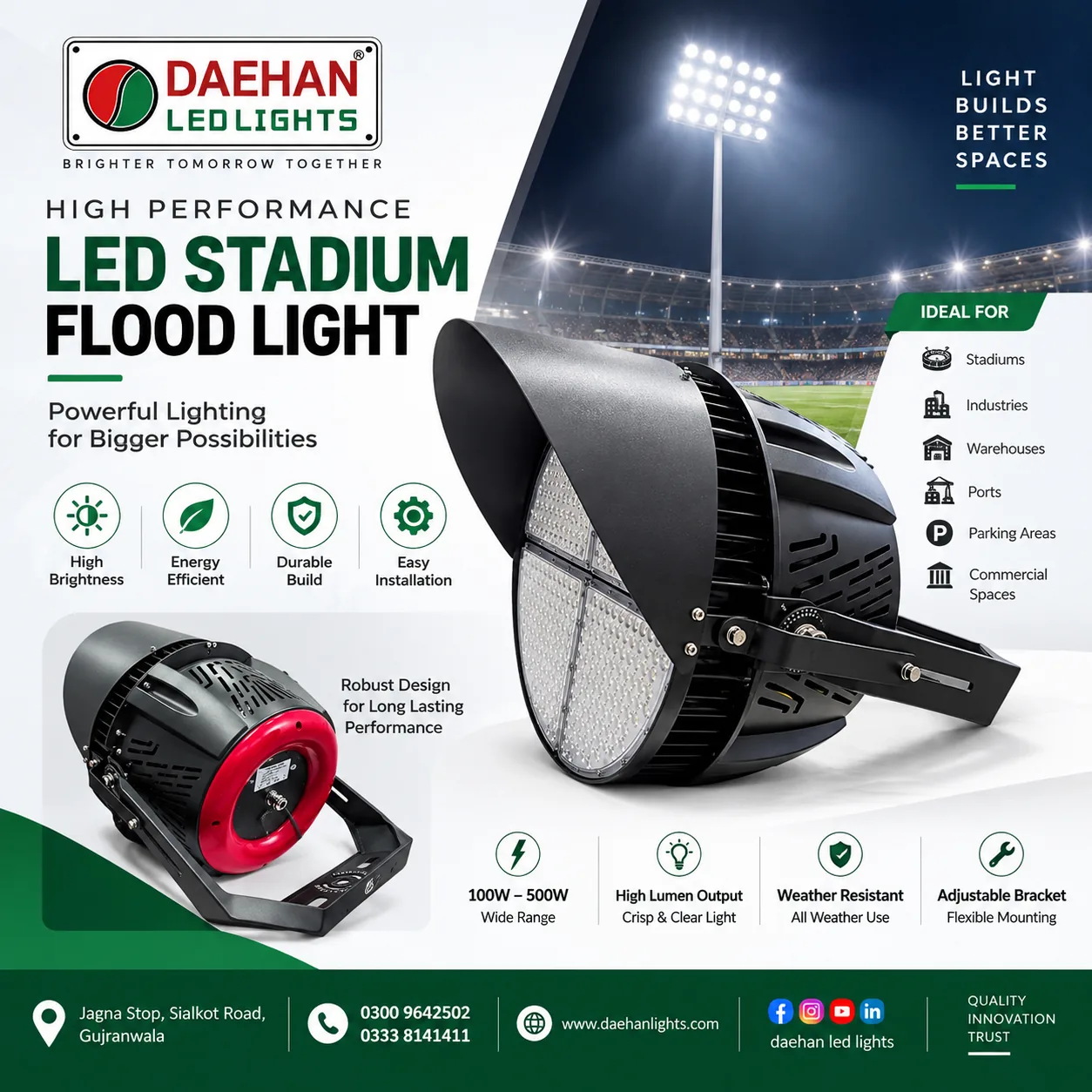 LED Stadium Flood Light 100W – 500W